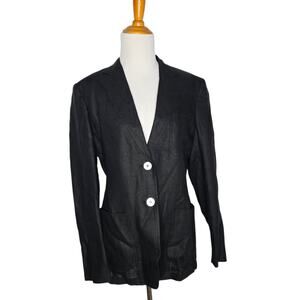 Max Mara Linen Blazer Quiet Luxury Black Minimalist Old Money Italy Women 10